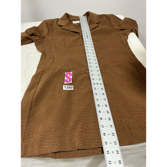 Womans Susan Ross Design Size 12 Brown Button Up Velour Long Coat - Picture 8 of 9